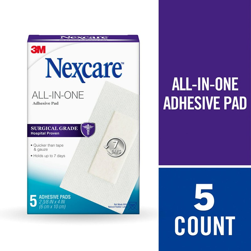 Nexcare All-In-One Adhesive Pads, 2.375 x 4 in, 5 Count