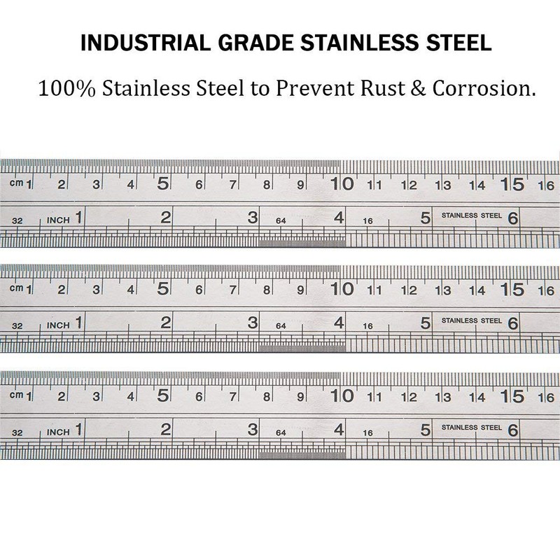 ZZTX Metal Straight Edge Ruler Set,Stainless Steel Ruler,12 Inch, Bulk