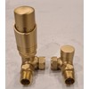 Team Controls Brushed Brass Corner Thermostatic Radiator Valves & Lockshield