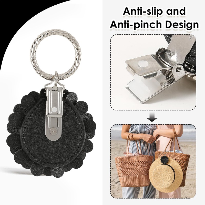 URIZZD 2 Pack Leather Hat Clip for Travel On Bag,