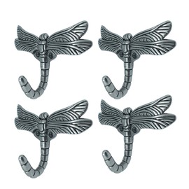 Dragonfly Wall Mounted Hanger Hooks - Decorative Heavy Duty Coat Tower Shower Curtain Robe Hooks with Screws for Clothes, Hat, Bags, Key(Pack of 4)