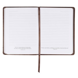 Christian Art Gifts Brown Faux Leather Journal | For I Know the Plans Jeremiah 29:11 Bible Verse | Handy-sized Flexcover Inspirational Notebook w/Ribbon 240 Lined Pages, Gilt Edges, 5.5 x 7 Inches