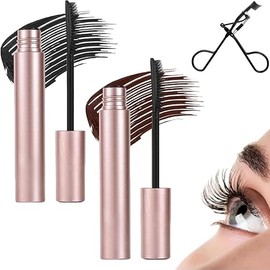 Tubing Mascara Black & Brown Duo for Lash Makeup, Relaxrich Mascara, Long Lasting Waterproof And Sweatproof Lengthening and Curling Non Clumping (Black+Brown, 3.5G)