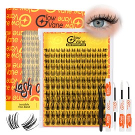 Lashes-Individual Kit Manga Style, Glowvane Cluster Lashes Kit D Curl, Reusable Eyelashes Individual Kit False Eyelashes with Lash Bond and Seal and Lash Tweezers, Easy to Wear and Remove(Manga 02)