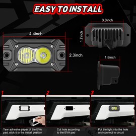 LED Pod Lights Flush Mount, Auto Power Plus 2PCS 4 Inch Off Road Driving Lights Flush LED Light Bar Combo Backup Work Light Bumper Cube Light for Truck Pickup UTV ATV Boat 4x4