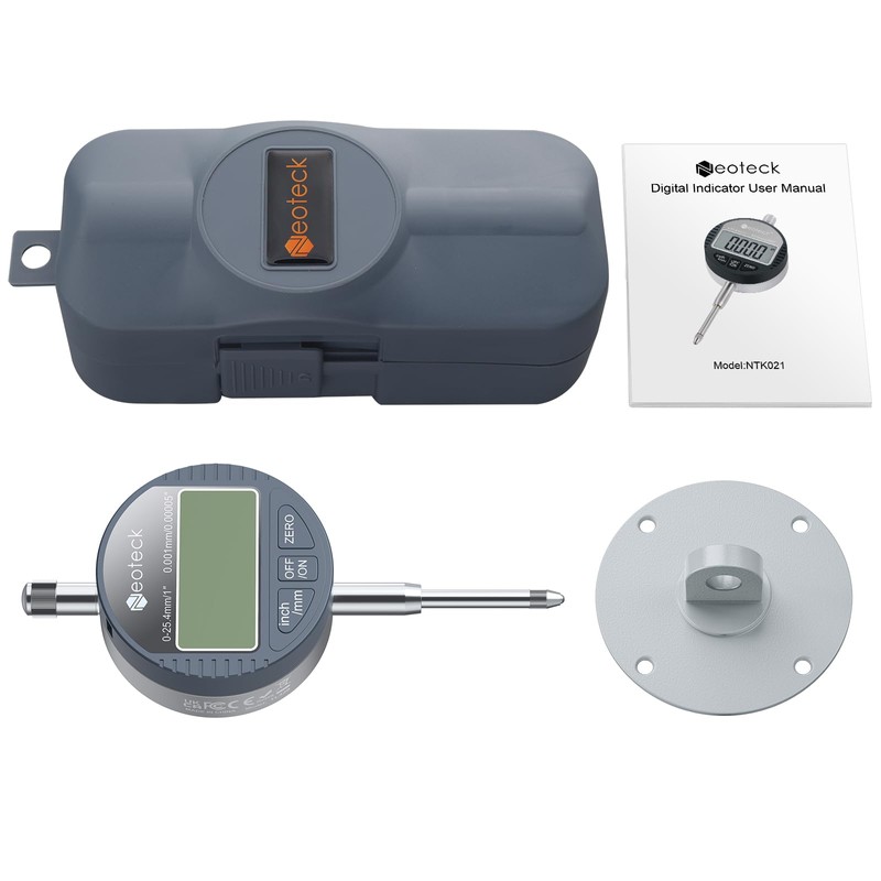 Neoteck Digital Dial Gauge 0.001 mm/0.00005 Inch Digital Probe 0-25.4