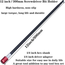 OBQSNS 2 Pcs Drill Bit Extension Set | 300mm/12 inch Magnetic Screwdriver Bit Holder | 1/4 inch Hex Quick Change Bit Holder | Socket Chuck Adapter | for Impact Driver Screws Nuts Drill