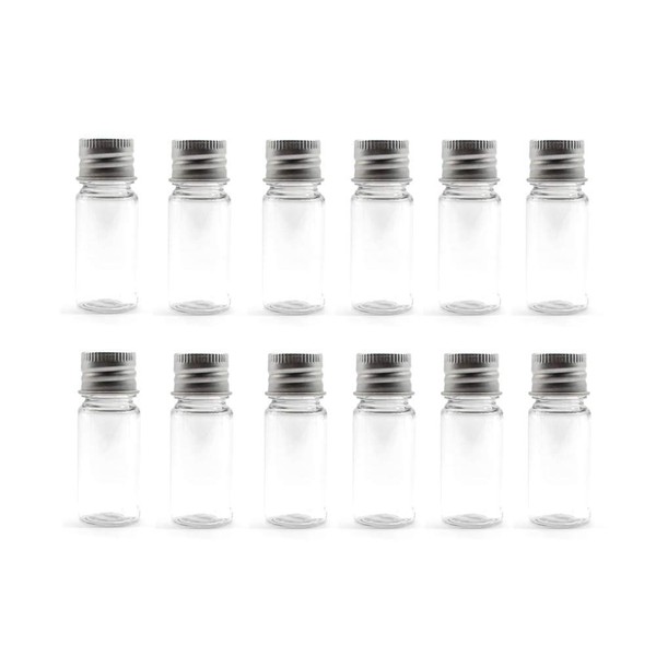 12Pcs 10ml/20ml Empty Refillable Clear Plastic Bottle with Aluminum Screw Cap Travel Small Container (20 ML)