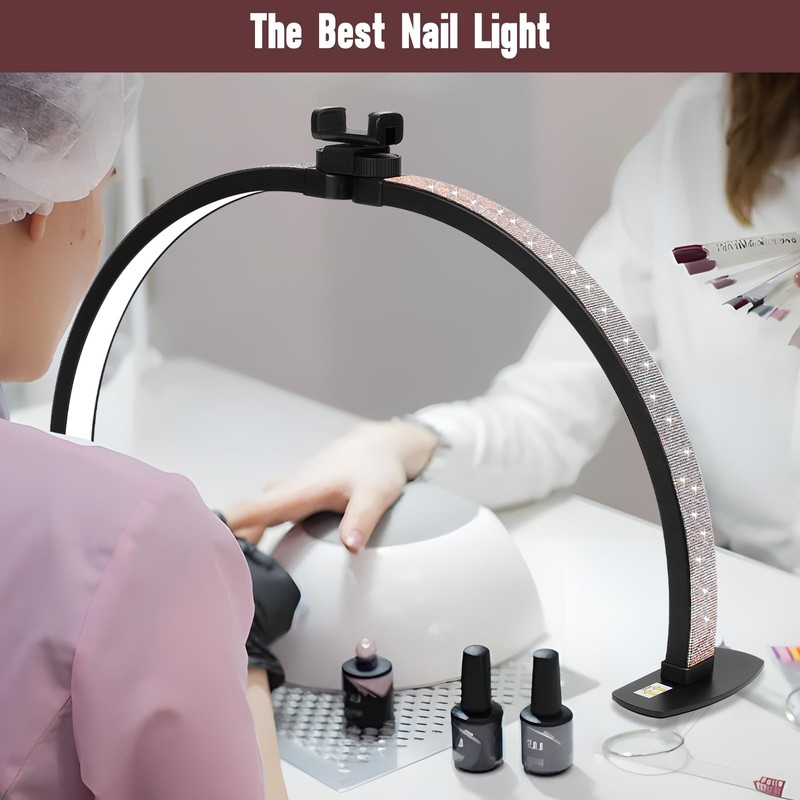Half Moon Light for Nail Desk with Phone Holder, 29IN