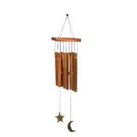 Sunset Vista Designs 92697 Moon and Star Metal and Wood Wind Chime, Bamboo