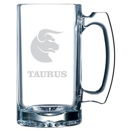 Zodiac Sign Etched 25oz Sports Beer Mug Taurus