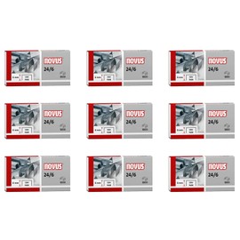 Novus Novus Standardheftklammer 24/6, verzinkt, 1000 Stück pro Packung (9x1000), 6mm, für Papierstapel bis 25 Blatt
