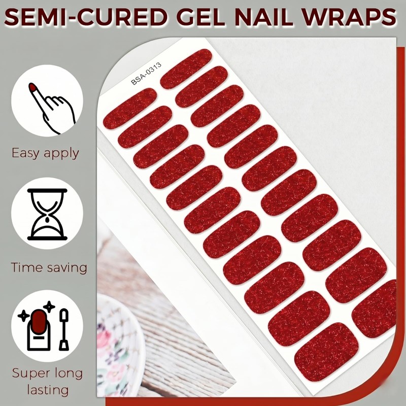 Semi Cured Gel Nail Strips No UV Light Required -
