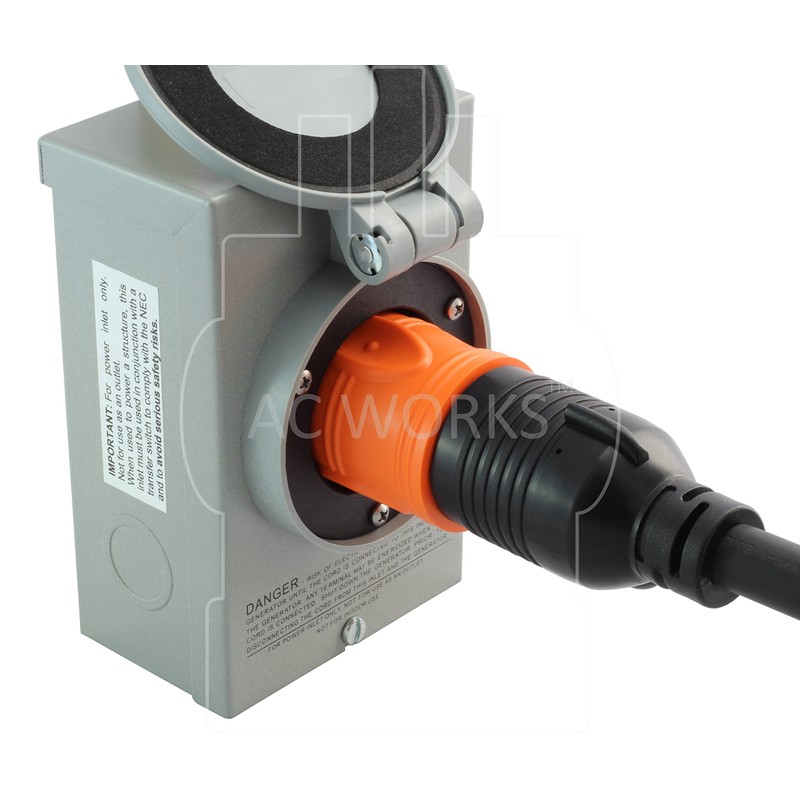 AC WORKS Generator to Transfer Switch L14-30 Inlet Box Adapter