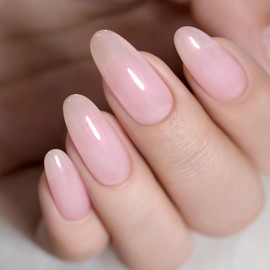 RARJSM Nude Pearl Shell Glitter Gel Nail Polish Bubble Pink Clear Sheer Light Pink with Pink Shimmer Gel Polish 15ml Soak Off Transparent Jelly Skin Color Home Salon French Manicure Curing Requires