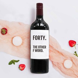 Forty The Other F Word Wine Label,Forty Wine Label,Funny 40th Birthday Gift,Funny 40th Wine Label,40th Birthday Decor