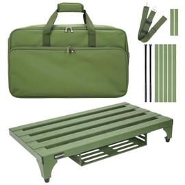 GOKKO Aluminum Alloy Guitar Pedal Board 22" x 12.6" Pedalboard with Power Supply Bracket, Includes Carry Bag & Mounting Tapes (Green, GKA-22GN)