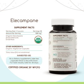 Elecampane 60 USDA Organic Capsules, 500 mg, Made with Elecampane (Inula Helenium) Dried Root (60 Capsules)