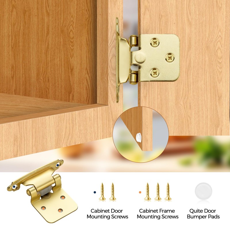 Home Expert 20 Pack (10 Pairs) Gold Cabinet Hinges for