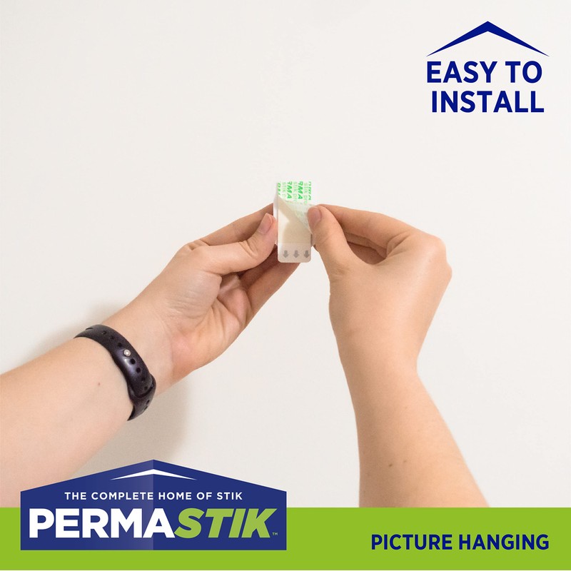 PermaStik Picture Hanging Kit Includes Removable Adhesive Hooks, 9 Small,
