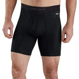 Carhartt Men's Base Force 8-inch Inseam Tech Boxer Brief, Black Grid, X-Large