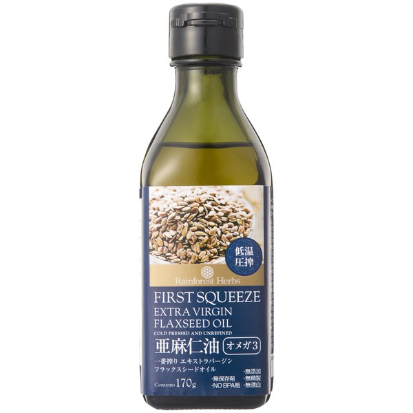 Cold Pressed Ichiban Extra Virgin Flux Seed Oil (Linseed Oil) 6.1 oz (170 g) (First Squeeze Extra Virgin Flaxseed Oil) x 1
