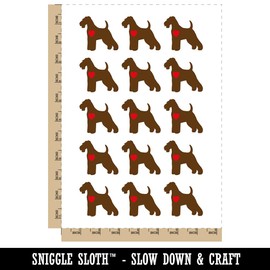 Welsh Terrier Dog with Heart Temporary Tattoo Water Resistant Fake Body Art Set Collection - 15 2" Tattoos (1 Sheet)