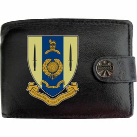 Klassek Royal Marines 30 Commando Image Men Wallet Real Leather Cap Badge Emblem Military Crest Insignia RFID Blocking with Coin Pocket and Metal Gift Box