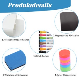 SHAIDOJIO Pack of 31 Whiteboard Accessories, 16 Whiteboard Markers, 1 Magnetic Pen Holder, 2 Whiteboard Sponge, and 12 Magnets, Whiteboard Set for Home Office Whiteboard Fridge