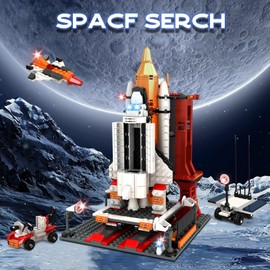 BIZNESMEN BIZNESMEN 704 PCS Space Shuttle Exploration Rocket Launch Center Block Set, 4-in-1 STEM Aerospace Rocket Building Block Toys for Boys and Girls Ages 6 7 8 9 10 11 12, Ideal for Holidays and Parties