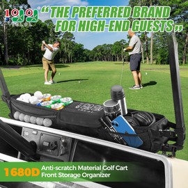 10L0L Golf Cart Inner Front Storage Basket No Drilling Golf Cart Organizer Foldable Universal for Yamaha EZGO Club Car Electric Golf Carts, 1680D Golf Cart Caddy Organizer, Black