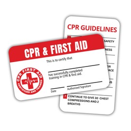 CPR First Aid Certified Trained Card | 5 pk 2x3.5” Laminated Wallet Sized CPR Guidelines Cheat Sheet Guide on Back
