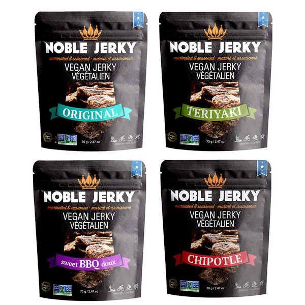 Noble Jerky - Healthy Vegan Jerky, Vegetarian Snacks, 4 Bags ( 2.47 oz Bag )