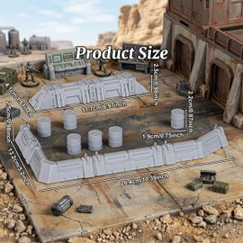 Modular Battlefield Fortification Scatter Set–28mm Scale Unpainted Terrain Barricades and Industrial Fuel Barrels for Trench Crusade, Starfinder, TTRPG Buildings –Outpost Defensive AF1169