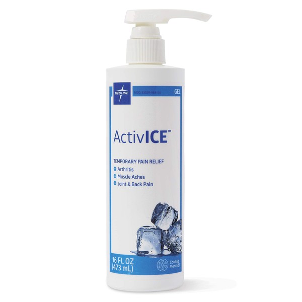 Medline ActivICE Topical Pain Reliever Gel, Great for Arthritis, Muscle Aches and Back Injuries, 16-oz Pump