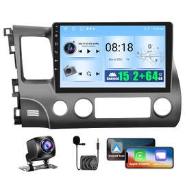 2+64GB Android 15 Car Radio for Honda Civic 2006-2011 with Wireless CarPlay Android Auto, Realdio 10.1 Inch Touch Screen Car Stereo for Civic with GPS WiFi Bluetooth EQ 26UI FM RDS AHD Backup Camera