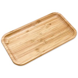 Bam&Boo Bamboo Serving Tray Natural Minimalist Rectangular (11.3” x 6.2" x 0.8") Coffee, Tea, Food, Drinks, Storage, Decor for Home, Kitchen, Bathroom