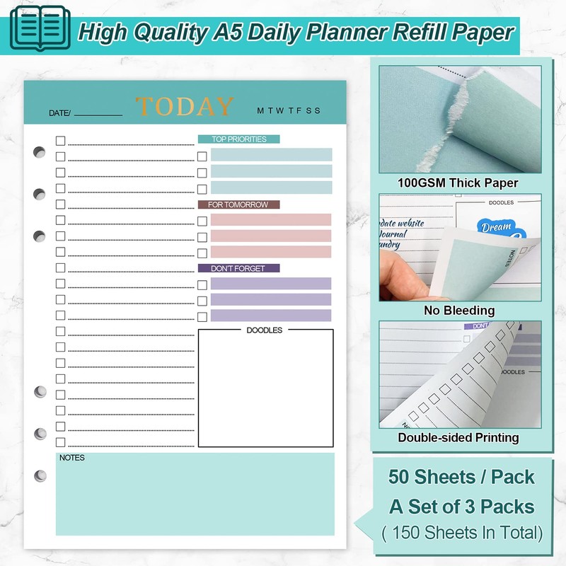 A5 To Do List Refill Paper Daily Planner Undated 3