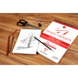 Clairefontaine - Ref 96674C - Wirebound White Drawing Sketch Pad (35 Sheets) - A4 Sized, 160gsm Paper, White & Smooth Drawing Paper, Acid Free, pH Neutral