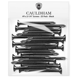 Cauldham Black Wood Screws #9 x 2-1/4 Inch for Door Hinges - 25 Pack