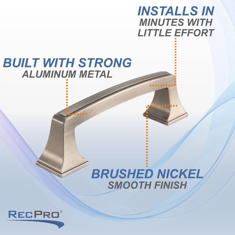 RecPro RV 3.75" Brushed Nickel Drawer Pull | Handle for