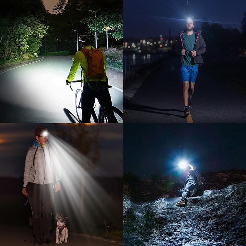 Trliradyn Rechargeable IPX5 Waterproof 1200LM Lightweight Headlamp, 180-Degree Adjustable Angle