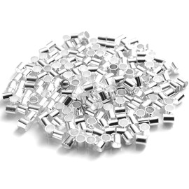 100pcs 2mm Jewellery Crimps Tube Beads Findings Earrings Making Kit (Silver)