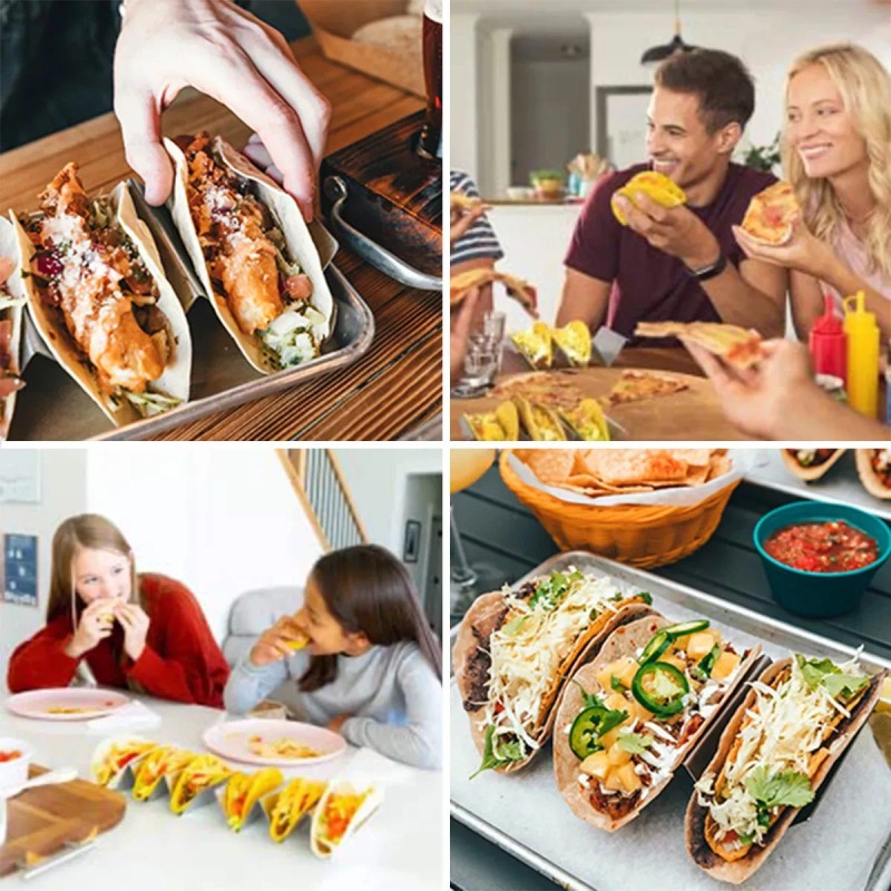 Lecute Plato Tacos Acero Inoxidable Bandeja Tortillas Sujetador Ch