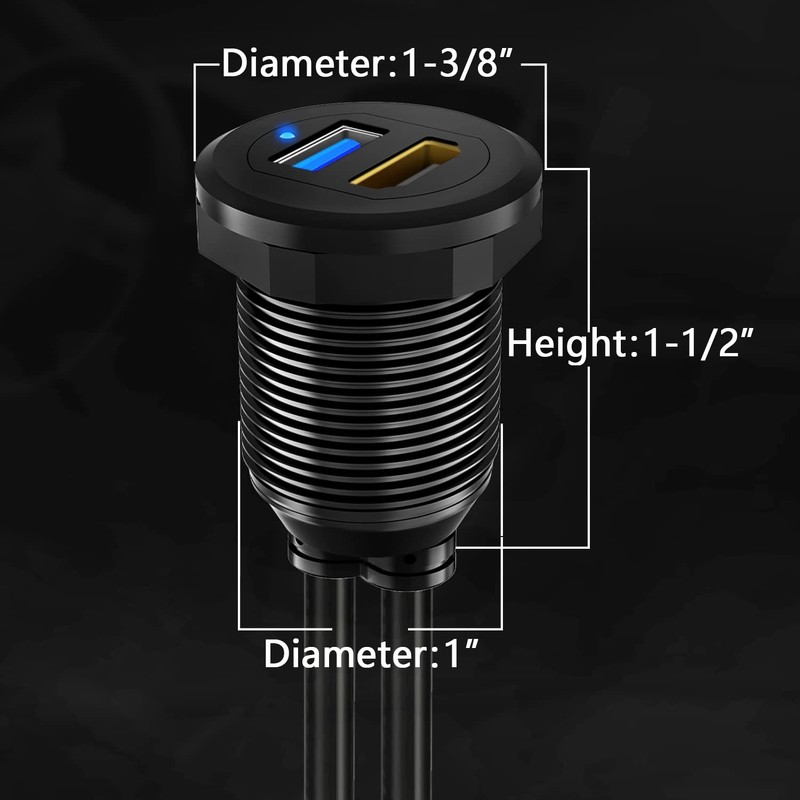 BATIGE USB 3.0 HDMI Car Mount Flush USB Port Cable,