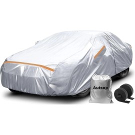 Autsop Car Cover Waterproof All Weather 12-Layer Car Cover for Sedan 203"-212"in
