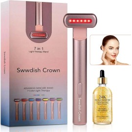 Swwdish Crown Skincare Advanced Light Therapy Wand 7 Color Therapy Wand For Acne/Age Spots