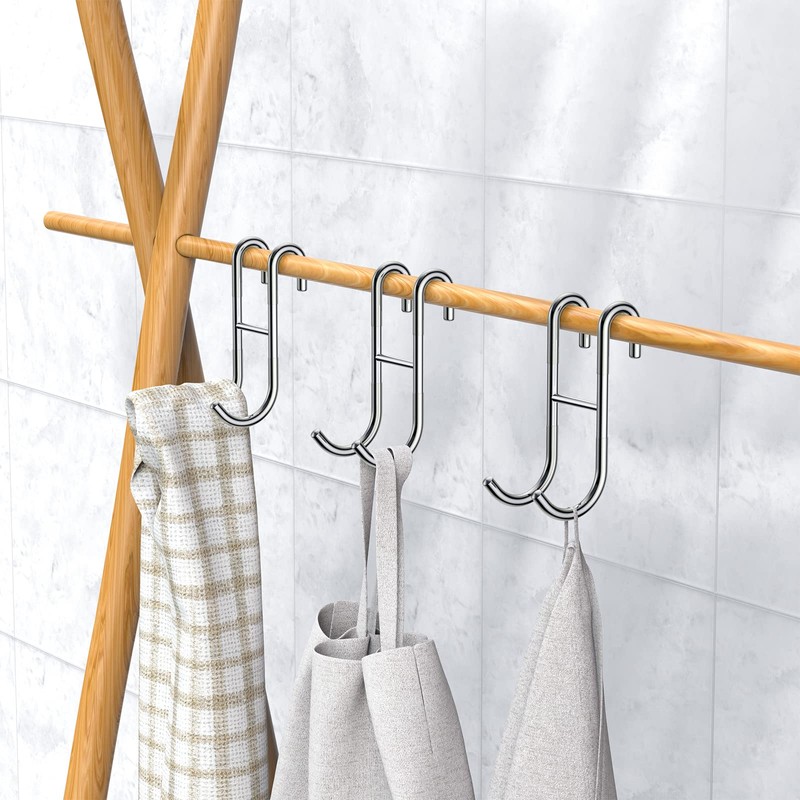 Over Shower Glass Door Hooks, 3 Pack Silver 304 Stainless