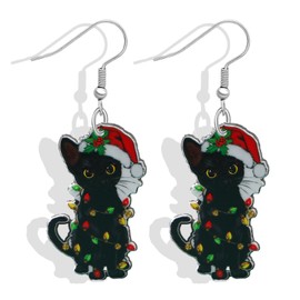 Christmas Earrings for Women Cute Cat Dangle Earrings Acrylic Stocking Cat Earrings Holiday Christmas Gifts 2025