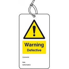 Caledonia Signs 55058 Warning Defective Double Sided Safety Tags (Pack of 10)